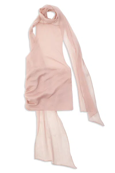 Nocturne Women's Pink Powder Shawl-inspired Open Back Blouse