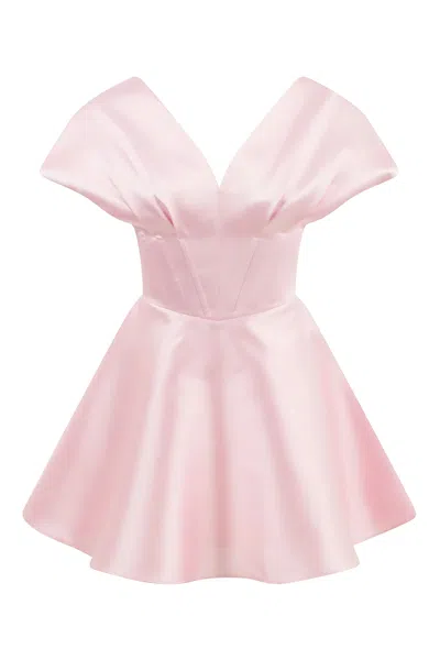 Nocturne Women's Pink / Purple Mini Dress With Waist Corset Detail In Pink/purple