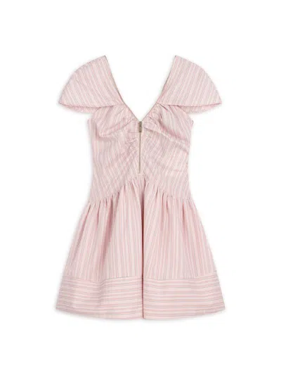 Nocturne Women's Pink Striped Mini Dress With Zipper Detail
