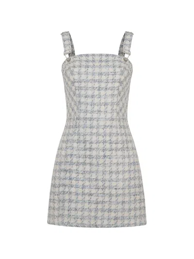Nocturne Women's Plaid Overall Mini Dress In Gray
