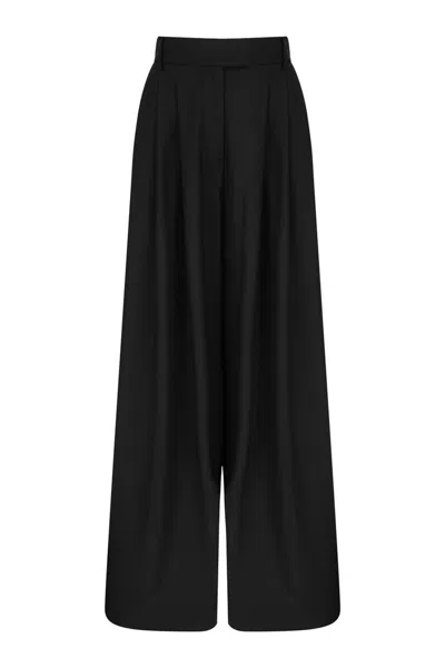 NOCTURNE WOMEN'S PLEATED WIDE LEG PANTS-BLACK