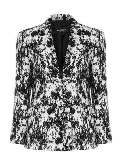 Nocturne Women's Printed Double Breasted Jacket In Black