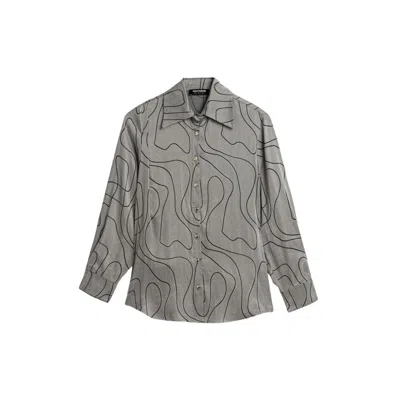 Nocturne Women's Printed Draped Long Sleeve Shirt In Gray