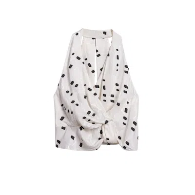 Nocturne Women's Printed Halter Blouse In White