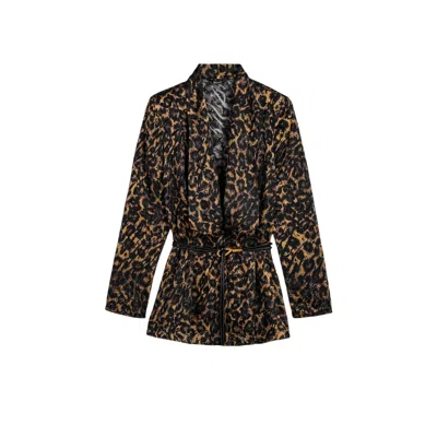 Nocturne Printed Leopard Belted Jacket In Multi