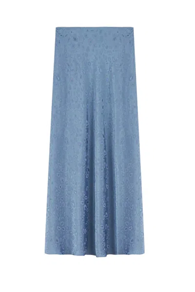 Nocturne Printed Midi Flare Skirt In Blue