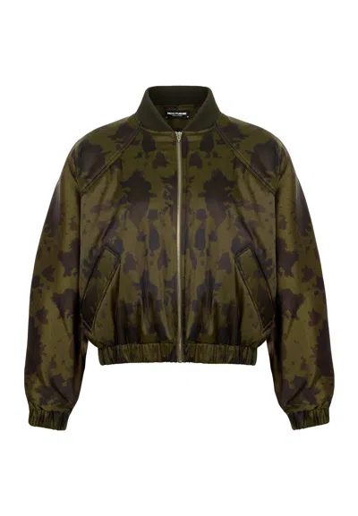 Nocturne Women's Printed Satin Bomber Jacket In Green