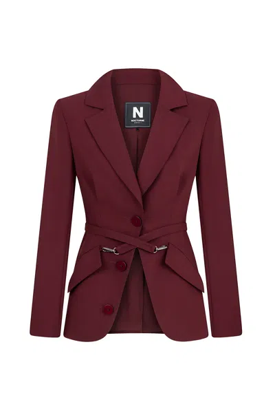 Nocturne Women's Red Belted Blazer Jacket