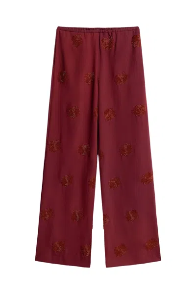 Nocturne Women's Red Burgundy Embellished Bootcut Pants