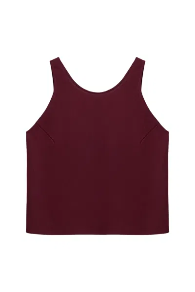 Nocturne Women's Red Burgundy Minimalist Sleeveless Crepe Top