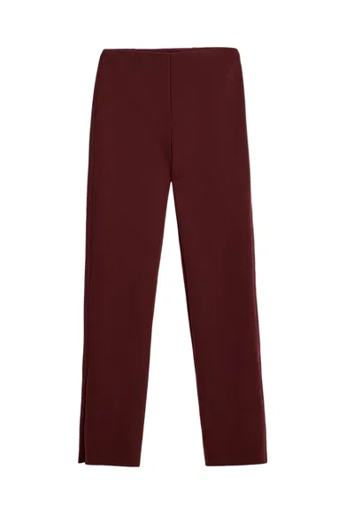 Nocturne Women's Red Burgundy Split-hem Straight Pants