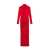 Nocturne High-neck Ruched Maxi Dress In Red