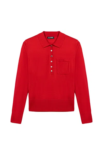 Nocturne Women's Red Relaxed Polo Knit Sweater