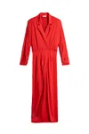 Nocturne Women's Red Shirt Collar Draped Maxi Dress In Red