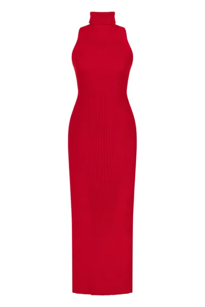 Nocturne Women's Red Turtleneck Long Dress