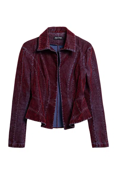 Nocturne Women's Red Velvet Corset-seamed Peplum Jacket