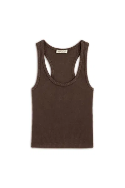 Nocturne Women's Ribbed Crop Top - Brown
