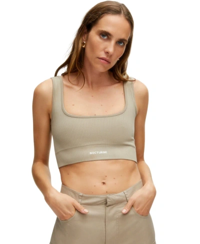 Nocturne Women's Ribbed Crop Top In Brown