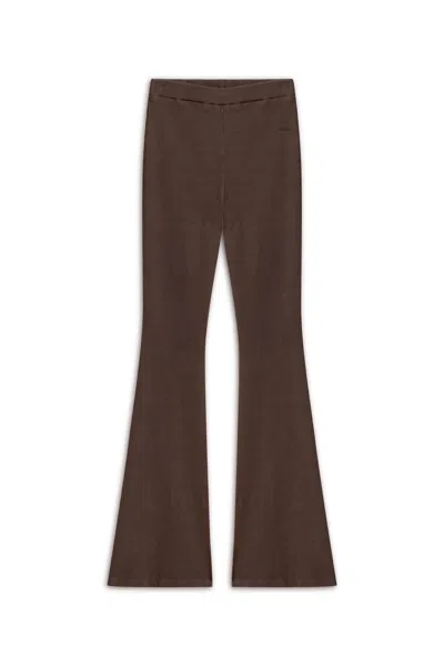 Nocturne Women's Ribbed Flared Pants-dark Brown