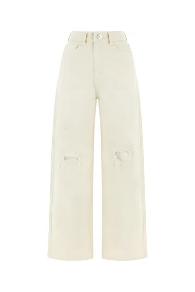 Nocturne Women's Ripped Wide Leg Jeans - Off White