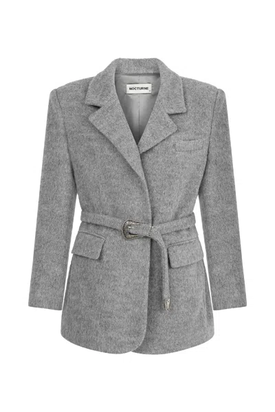 Nocturne Women's Self-belted Double Breasted Jacket - Grey