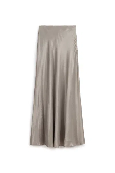 Nocturne Women's Silver Satin Look Midi Skirt
