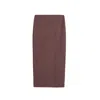 Nocturne Slit Detail Tailored Maxi Skirt In Brown