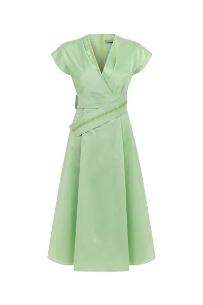 Nocturne Women's Stone Embroidered Dress-blue Green