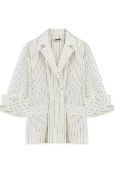 Nocturne Women's Striped Linen Jacket