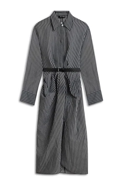 Nocturne Women's Striped Sheer Shirt Dress In Gray