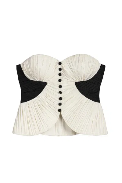 Nocturne Women's Structured Strapless Contrast Bustier Top In White