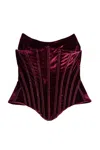 Nocturne Structured Velvet Strapless Bustier In Red