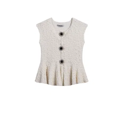 Nocturne Women's White Accessory Detail Crew Neck Knit Top