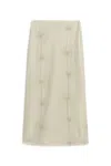 Nocturne Women's White Beaded Embroidered Midi Skirt