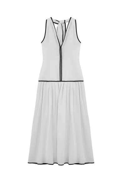 Nocturne Women's White Binding Detail Halterneck Midi Dress