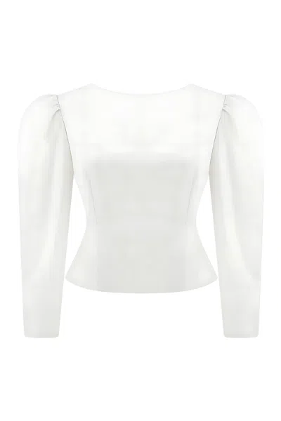 Nocturne Women's White Boat Neck Blouse - Ecru
