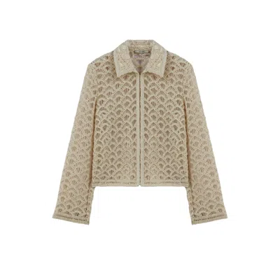 Nocturne Women's White Cropped Lace Jacket