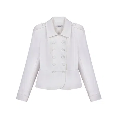Nocturne Women's White Double Breasted Epaulette Jacket