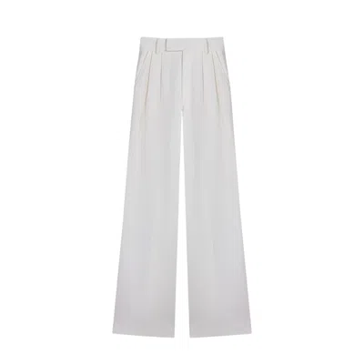Nocturne Women's White Double Pleat Wide Leg Trousers