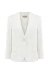 Nocturne Women's White Draped Blazer In White