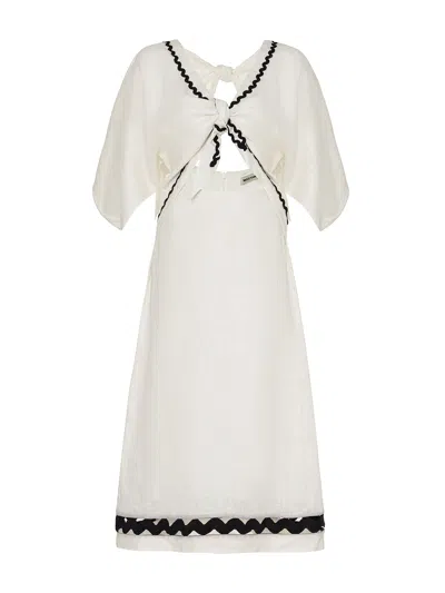 Nocturne Women's White Ecru Cut-out Midi Dress