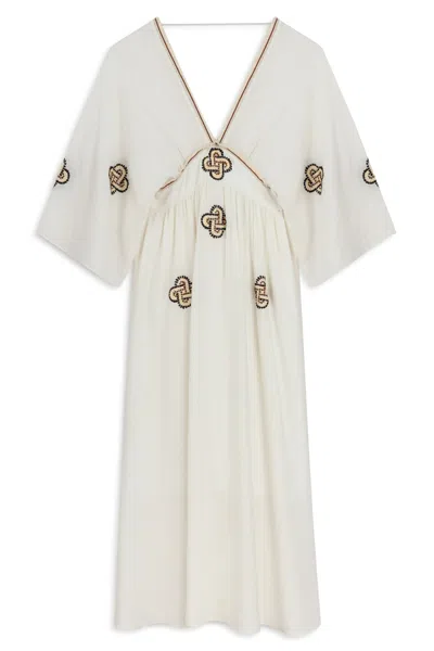Nocturne Women's White Ecru Maxi Dress With Embroidery Details