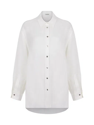 Nocturne Oversized Linen Shirt In Ecru