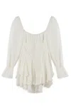 Nocturne Women's White Ecru Ruffle Mini Dress