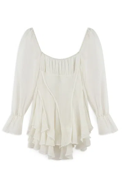 Nocturne Women's White Ecru Ruffle Mini Dress