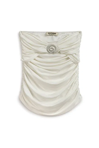 Nocturne Women's White Ecru Strapless Oyster Accessory Blouse