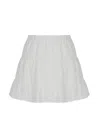 NOCTURNE WOMEN'S WHITE ECRU TIERED MINI LINEN SKIRT