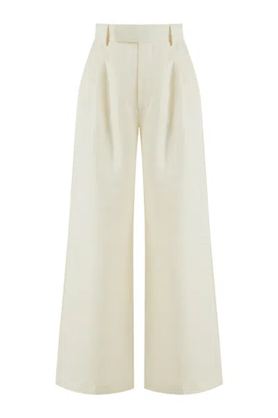 Nocturne Women's White Ecru Wide-leg Linen Pants