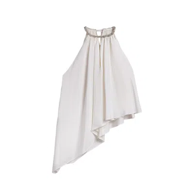 Nocturne Women's White Embellished Halter Blouse