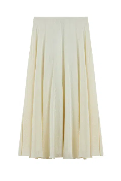 Nocturne Women's White Flowy High-waisted Midi Skirt